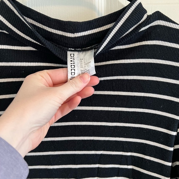 Striped Black and White Women's Top - Picture 2 of 3